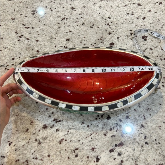 Julia Knight 16-inch red enamel Oval Bowl - Picture 5 of 13